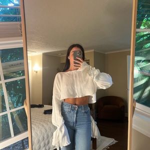 Zara Knit white cropped sweater